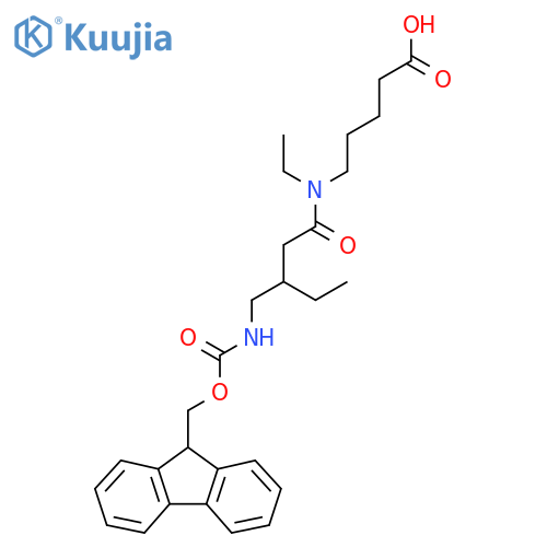 5-{N-ethyl-3-({(9H-fluoren-9-yl)methoxycarbonyl}amino)methylpentanamido}pentanoic acid structure