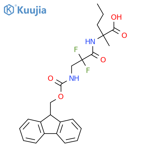 2-3-({(9H-fluoren-9-yl)methoxycarbonyl}amino)-2,2-difluoropropanamido-2-methylpentanoic acid structure