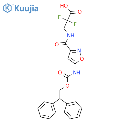 3-{5-({(9H-fluoren-9-yl)methoxycarbonyl}amino)-1,2-oxazol-3-ylformamido}-2,2-difluoropropanoic acid structure