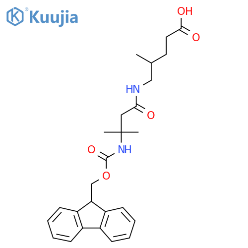 5-3-({(9H-fluoren-9-yl)methoxycarbonyl}amino)-3-methylbutanamido-4-methylpentanoic acid structure