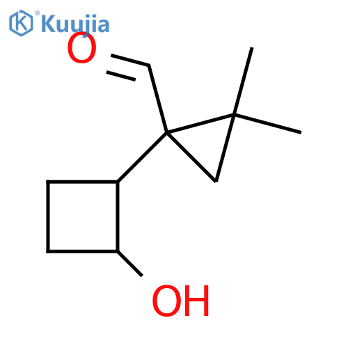 1-(2-hydroxycyclobutyl)-2,2-dimethylcyclopropane-1-carbaldehyde structure