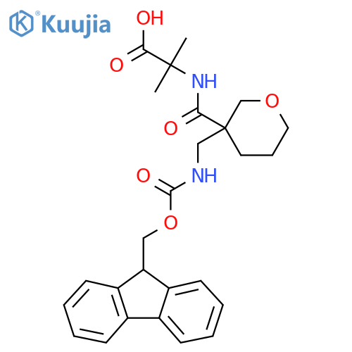 2-({3-({(9H-fluoren-9-yl)methoxycarbonyl}amino)methyloxan-3-yl}formamido)-2-methylpropanoic acid structure