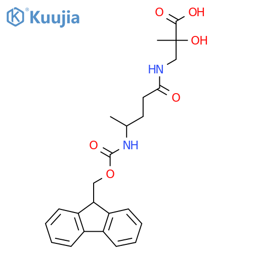 3-4-({(9H-fluoren-9-yl)methoxycarbonyl}amino)pentanamido-2-hydroxy-2-methylpropanoic acid structure