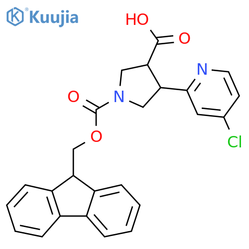 4-(4-chloropyridin-2-yl)-1-{(9H-fluoren-9-yl)methoxycarbonyl}pyrrolidine-3-carboxylic acid structure