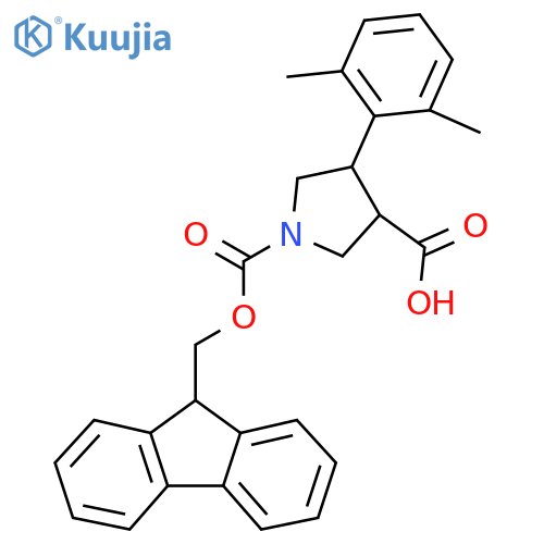 4-(2,6-dimethylphenyl)-1-{(9H-fluoren-9-yl)methoxycarbonyl}pyrrolidine-3-carboxylic acid structure