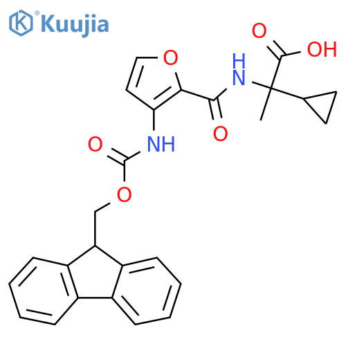2-cyclopropyl-2-{3-({(9H-fluoren-9-yl)methoxycarbonyl}amino)furan-2-ylformamido}propanoic acid structure