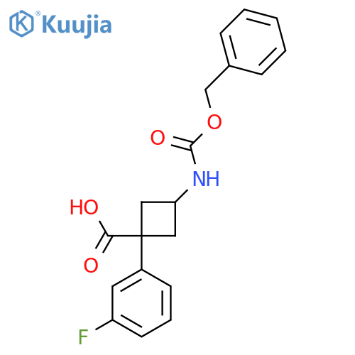 3-{(benzyloxy)carbonylamino}-1-(3-fluorophenyl)cyclobutane-1-carboxylic acid structure