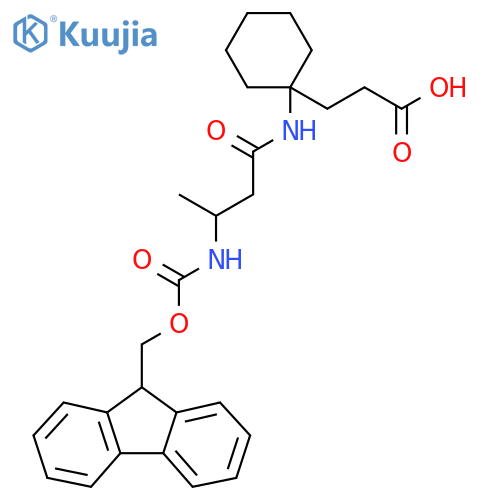 3-{1-3-({(9H-fluoren-9-yl)methoxycarbonyl}amino)butanamidocyclohexyl}propanoic acid structure