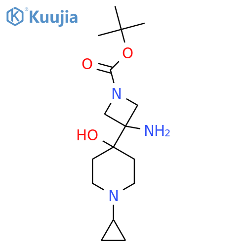 tert-butyl 3-amino-3-(1-cyclopropyl-4-hydroxypiperidin-4-yl)azetidine-1-carboxylate structure