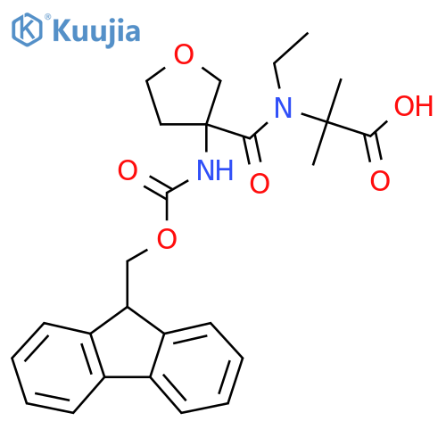 2-{N-ethyl-1-3-({(9H-fluoren-9-yl)methoxycarbonyl}amino)oxolan-3-ylformamido}-2-methylpropanoic acid structure
