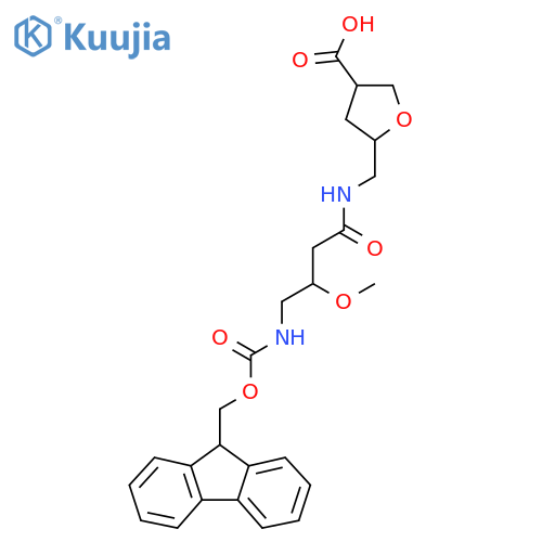5-{4-({(9H-fluoren-9-yl)methoxycarbonyl}amino)-3-methoxybutanamidomethyl}oxolane-3-carboxylic acid structure