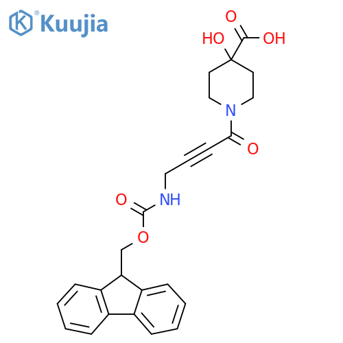 1-4-({(9H-fluoren-9-yl)methoxycarbonyl}amino)but-2-ynoyl-4-hydroxypiperidine-4-carboxylic acid structure