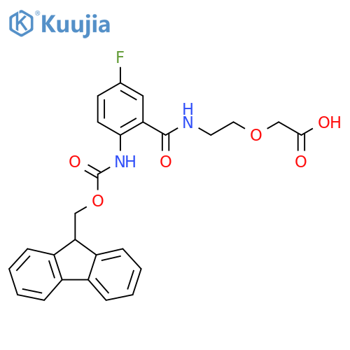 2-(2-{2-({(9H-fluoren-9-yl)methoxycarbonyl}amino)-5-fluorophenylformamido}ethoxy)acetic acid structure