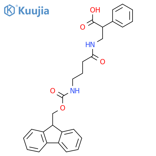 3-4-({(9H-fluoren-9-yl)methoxycarbonyl}amino)butanamido-2-phenylpropanoic acid structure