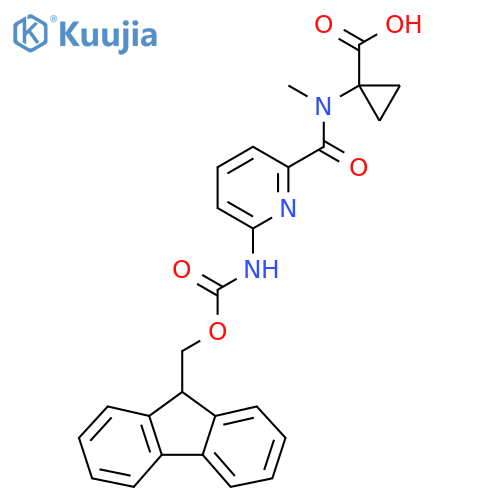 1-N-methyl6-({(9H-fluoren-9-yl)methoxycarbonyl}amino)pyridine-2-amidocyclopropane-1-carboxylic acid structure