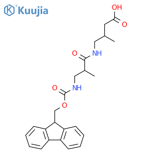 4-3-({(9H-fluoren-9-yl)methoxycarbonyl}amino)-2-methylpropanamido-3-methylbutanoic acid structure