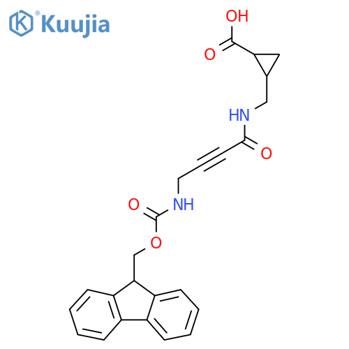 2-{4-({(9H-fluoren-9-yl)methoxycarbonyl}amino)but-2-ynamidomethyl}cyclopropane-1-carboxylic acid structure