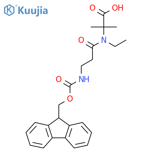 2-N-ethyl-3-({(9H-fluoren-9-yl)methoxycarbonyl}amino)propanamido-2-methylpropanoic acid structure