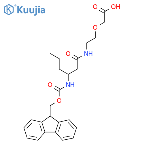 2-{2-3-({(9H-fluoren-9-yl)methoxycarbonyl}amino)hexanamidoethoxy}acetic acid structure