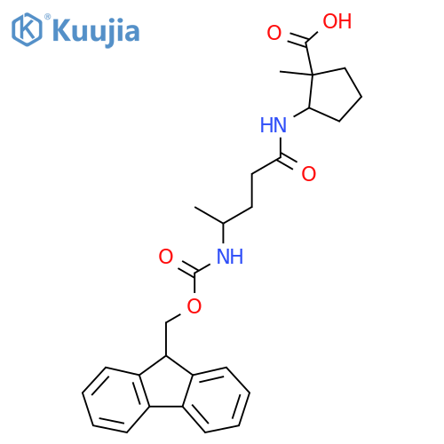 2-4-({(9H-fluoren-9-yl)methoxycarbonyl}amino)pentanamido-1-methylcyclopentane-1-carboxylic acid structure