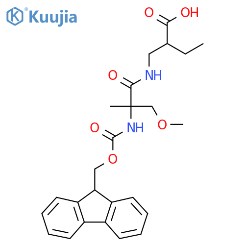 2-{2-({(9H-fluoren-9-yl)methoxycarbonyl}amino)-2-(methoxymethyl)propanamidomethyl}butanoic acid structure