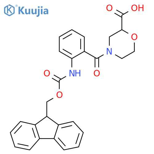 4-2-({(9H-fluoren-9-yl)methoxycarbonyl}amino)benzoylmorpholine-2-carboxylic acid structure