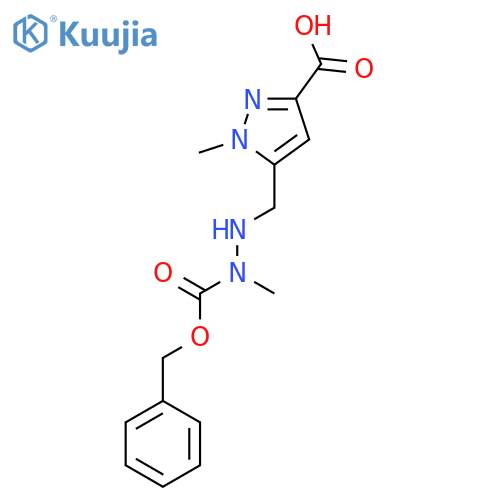 5-({(benzyloxy)carbonyl(methyl)amino}amino)methyl-1-methyl-1H-pyrazole-3-carboxylic acid structure