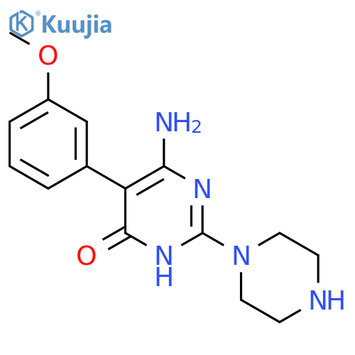 6-Amino-5-(3-methoxyphenyl)-2-(piperazin-1-yl)-3,4-dihydropyrimidin-4-one structure