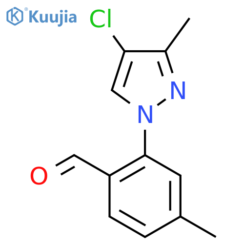 2-(4-chloro-3-methyl-1H-pyrazol-1-yl)-4-methylbenzaldehyde structure