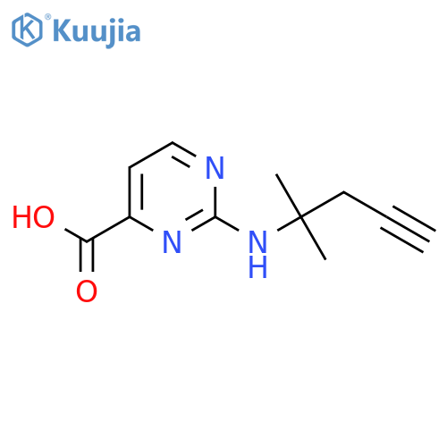 2-(2-methylpent-4-yn-2-yl)aminopyrimidine-4-carboxylic acid structure