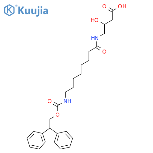 4-8-({(9H-fluoren-9-yl)methoxycarbonyl}amino)octanamido-3-hydroxybutanoic acid structure