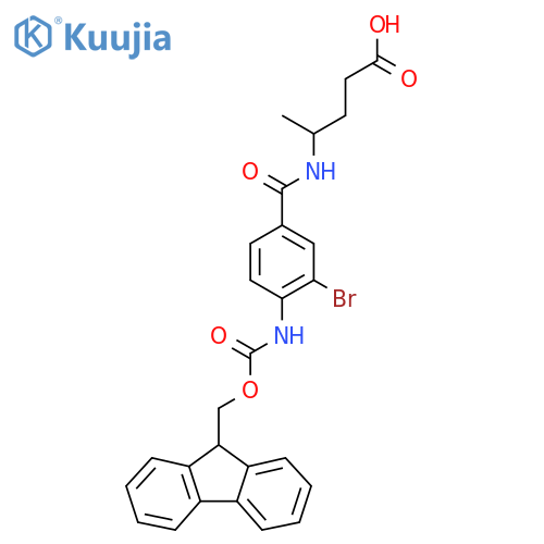 4-{3-bromo-4-({(9H-fluoren-9-yl)methoxycarbonyl}amino)phenylformamido}pentanoic acid structure