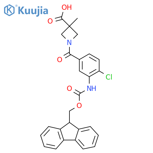 1-4-chloro-3-({(9H-fluoren-9-yl)methoxycarbonyl}amino)benzoyl-3-methylazetidine-3-carboxylic acid structure