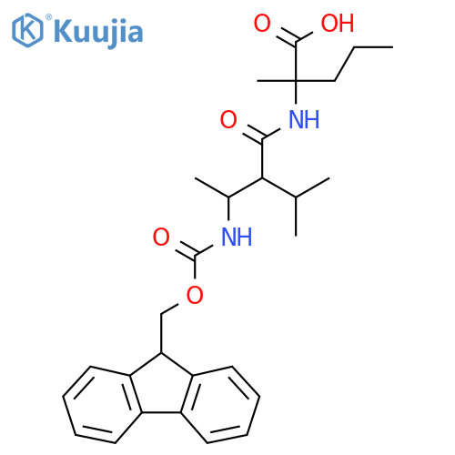 2-3-({(9H-fluoren-9-yl)methoxycarbonyl}amino)-2-(propan-2-yl)butanamido-2-methylpentanoic acid structure
