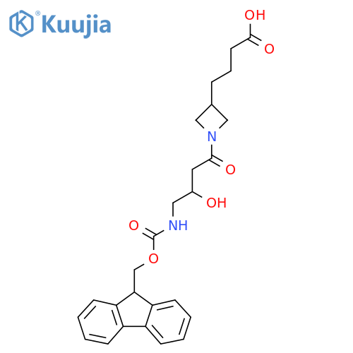 4-{1-4-({(9H-fluoren-9-yl)methoxycarbonyl}amino)-3-hydroxybutanoylazetidin-3-yl}butanoic acid structure