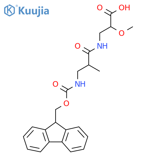 3-3-({(9H-fluoren-9-yl)methoxycarbonyl}amino)-2-methylpropanamido-2-methoxypropanoic acid structure