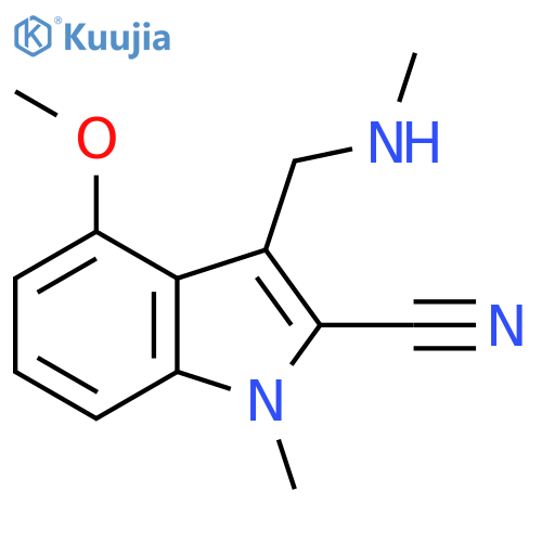 4-methoxy-1-methyl-3-(methylamino)methyl-1H-indole-2-carbonitrile structure