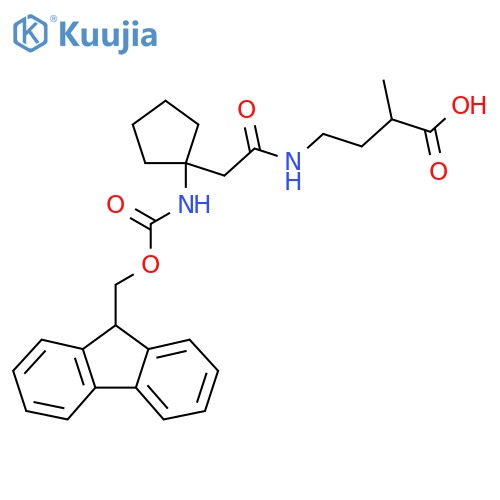 4-{2-1-({(9H-fluoren-9-yl)methoxycarbonyl}amino)cyclopentylacetamido}-2-methylbutanoic acid structure