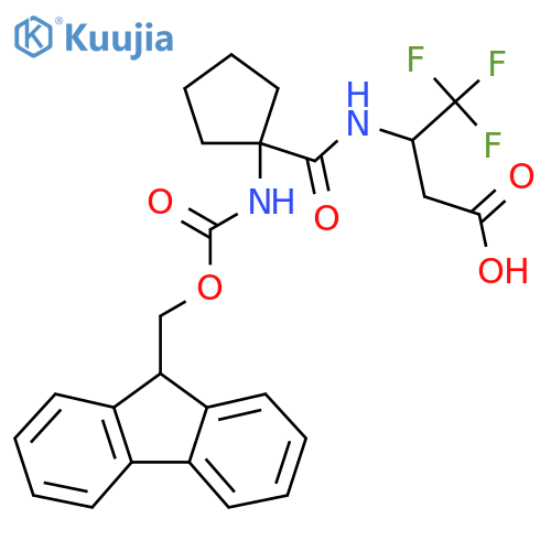 3-{1-({(9H-fluoren-9-yl)methoxycarbonyl}amino)cyclopentylformamido}-4,4,4-trifluorobutanoic acid structure