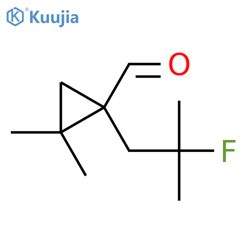 1-(2-fluoro-2-methylpropyl)-2,2-dimethylcyclopropane-1-carbaldehyde structure