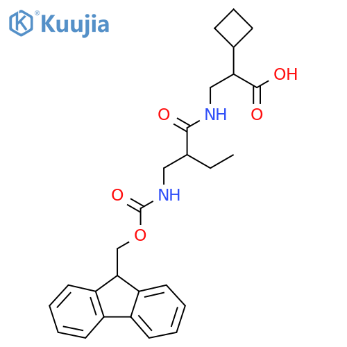2-cyclobutyl-3-{2-[({[(9H-fluoren-9-yl)methoxy]carbonyl}amino)methyl]butanamido}propanoic acid structure