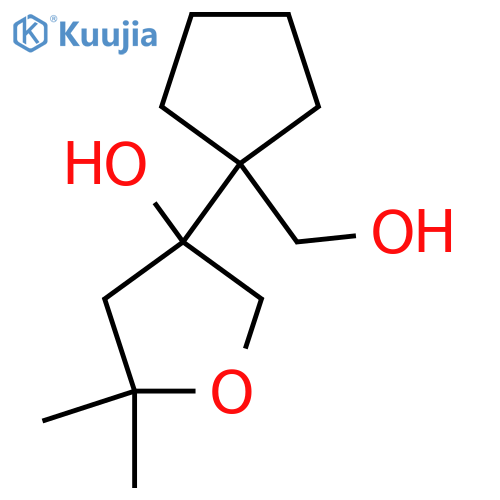 3-1-(hydroxymethyl)cyclopentyl-5,5-dimethyloxolan-3-ol structure
