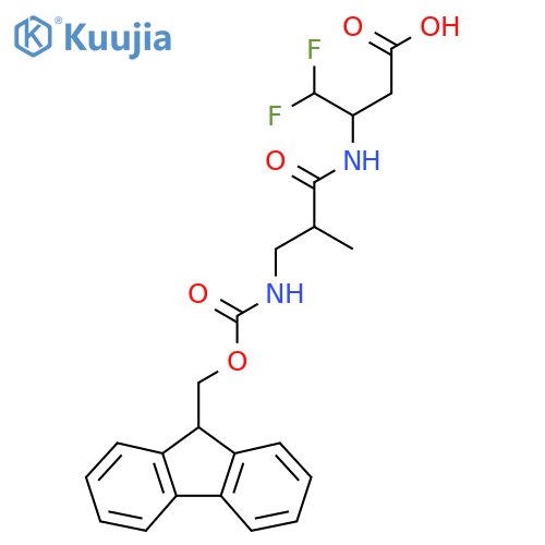 3-3-({(9H-fluoren-9-yl)methoxycarbonyl}amino)-2-methylpropanamido-4,4-difluorobutanoic acid structure