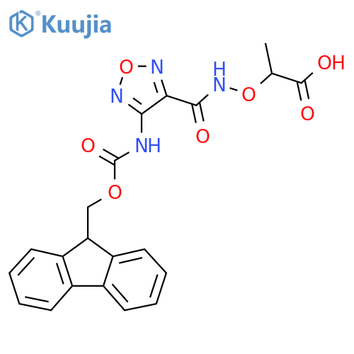 2-({4-({(9H-fluoren-9-yl)methoxycarbonyl}amino)-1,2,5-oxadiazol-3-ylformamido}oxy)propanoic acid structure