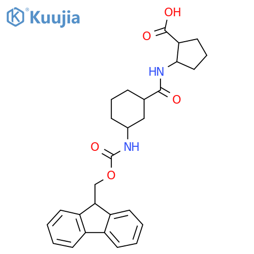2-3-({(9H-fluoren-9-yl)methoxycarbonyl}amino)cyclohexaneamidocyclopentane-1-carboxylic acid structure