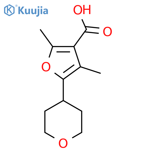 2,4-dimethyl-5-(oxan-4-yl)furan-3-carboxylic acid structure