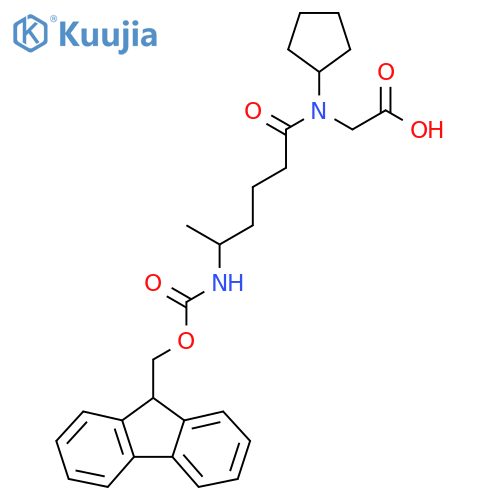 2-N-cyclopentyl-5-({(9H-fluoren-9-yl)methoxycarbonyl}amino)hexanamidoacetic acid structure