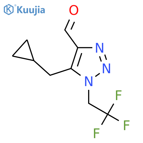 5-(cyclopropylmethyl)-1-(2,2,2-trifluoroethyl)-1H-1,2,3-triazole-4-carbaldehyde structure
