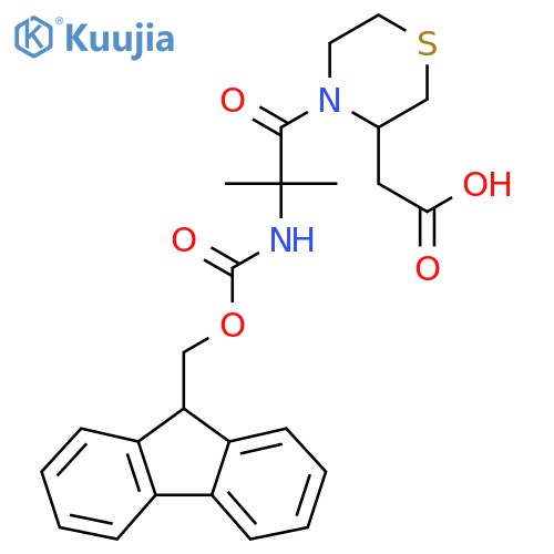 2-{4-2-({(9H-fluoren-9-yl)methoxycarbonyl}amino)-2-methylpropanoylthiomorpholin-3-yl}acetic acid structure