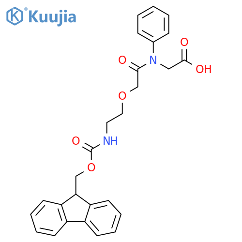 2-{2-2-({(9H-fluoren-9-yl)methoxycarbonyl}amino)ethoxy-N-phenylacetamido}acetic acid structure